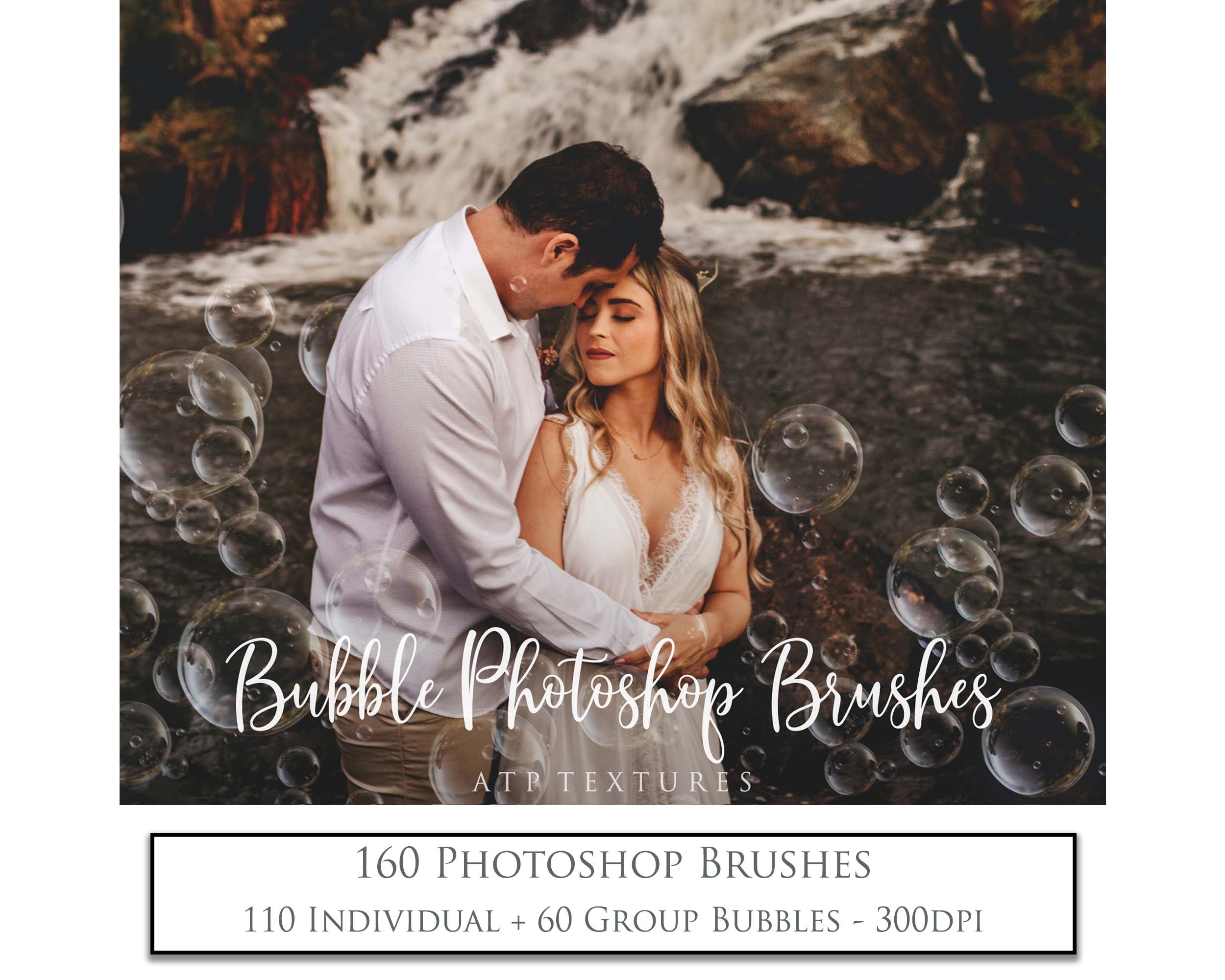 Bubbles for photographers. High Resolution Photoshop brushes for photography and digital design.  Digital Stamps for scrapbooking, photography and graphic design. Assets and Add ons. High resolution digital files.  ATP Textures
